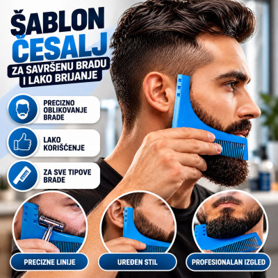 Šablon-češalj za održavanje brade i lako brijanje