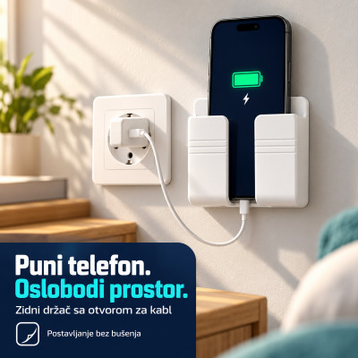 Zidni držač telefona sa otvorom za punjač