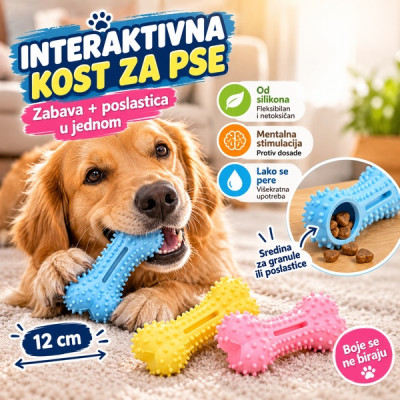 Silikonska interaktivna kost - za zabavu i trening ljubimaca
