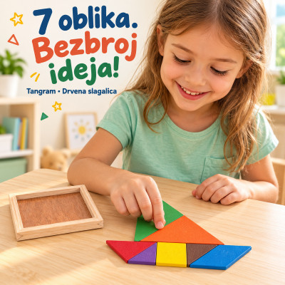 Tangram - Drvene dečije slagalice sa geometrijskim motivima