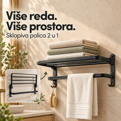 2 in 1 - Sklopiva polica i držač za peškire i krpe