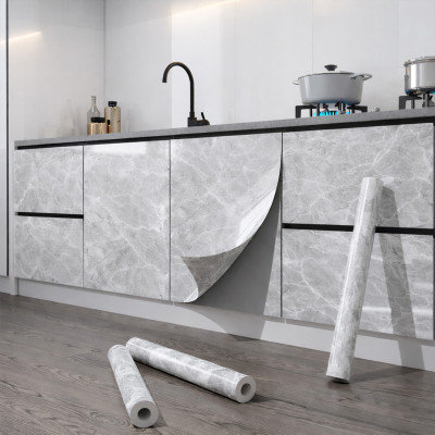 Sjajna vinil tapeta za nameštaj -  tamno sivi mermer dezen 5m rolna