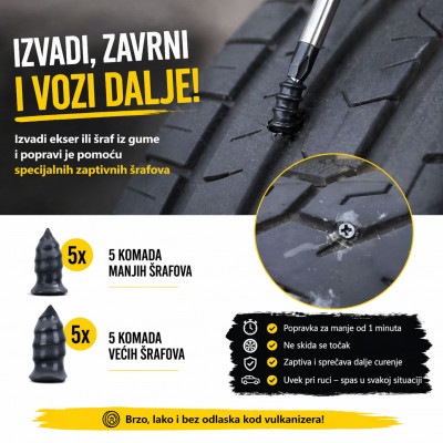 Magični šrafovi - Popravi gumu za 30 sekundi – bez vulkanizera!