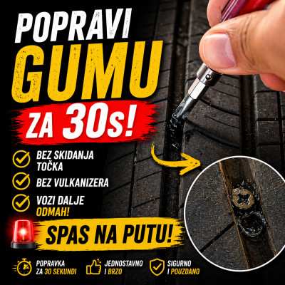 Magični šrafovi za gume - Popravi gumu za 30 sekundi – bez vulkanizera!