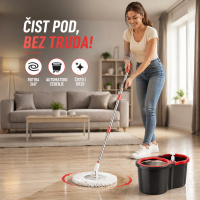Rotirajući mop sa automatskim oceđivačem - za savršeno čiste podove
