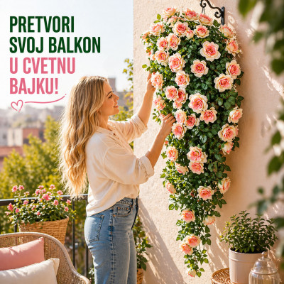 Rose Romance buket roze visećih ruža - dekorativno veštačko cveće