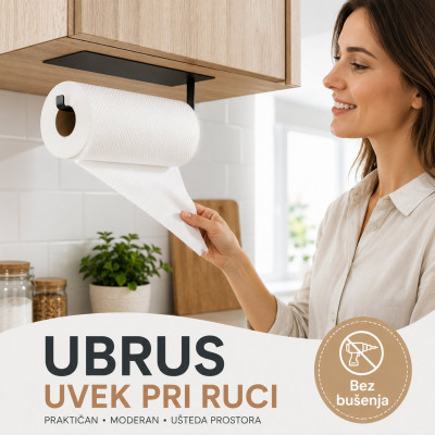Samolepljivi metalni držač za ubruse i krpe - Crni