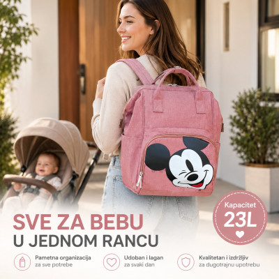 Mickey Mouse roze ranac za mame i bebine stvari