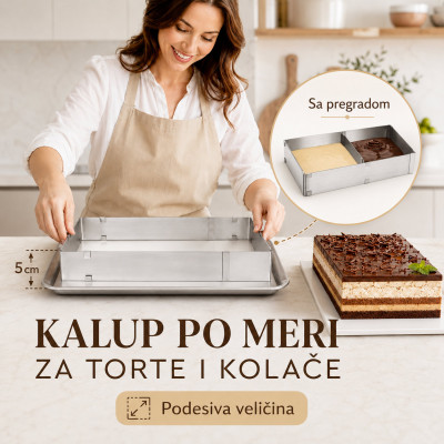 Pravougaoni podesivi kalup od inox-a za spremanje poslastica i jela