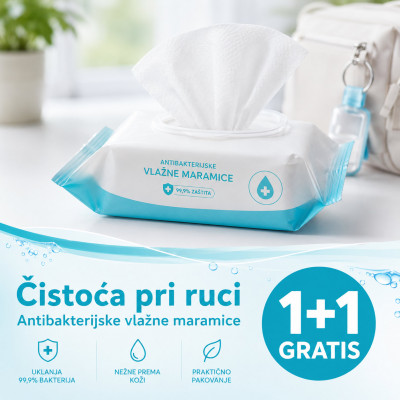 1+1 GRATIS Antibakterijske vlažne maramice
