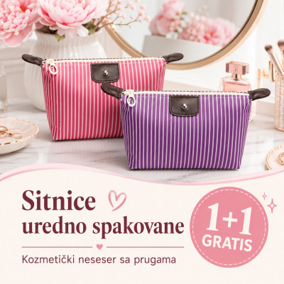 1+1 GRATIS Kozmetički neseser sa prugama