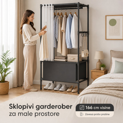 Sklopivi garderober sa zavesom – idealan za male sobe i sezonsku odeću