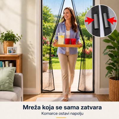 Magic Mesh magnetna mreža za vrata – protiv komaraca i insekata - CRNA