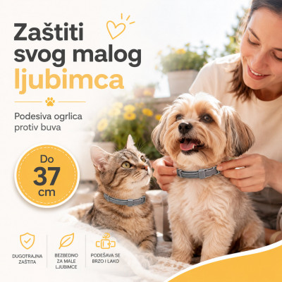 Vodootporna ogrlica protiv buva za mačke i male pse do 37 cm