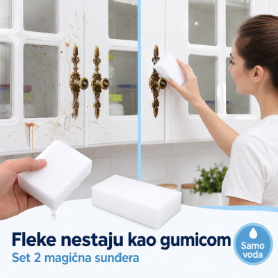 Set 2 magična melaminska sunđera za čišćenje bez hemije