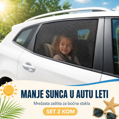 Auto mrežica za sunce – zaštita za stakla za decu i putnike, 2 kom
