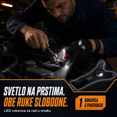 LED rukavica sa svetlom na prstima – za rad slobodnim rukama