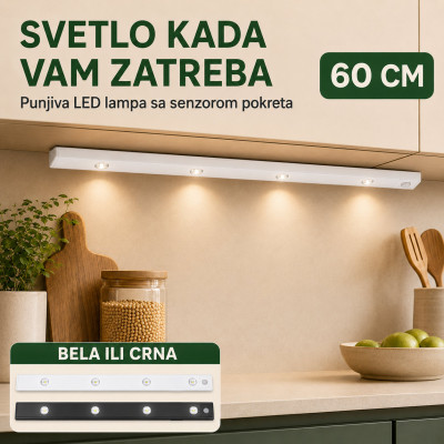 Magnetna LED lampa sa senzorom pokreta 60 cm sa USB kablom