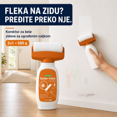 Valjak sa belom bojom za brzo krečenje i osvežavanje zidova – 500 g