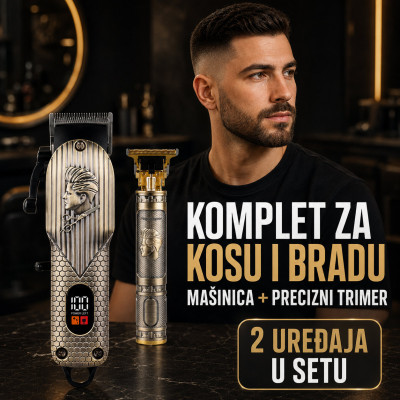 RETRO Bežični set za šišanje i oblikovanje brade 2u1 – mašinica + precizni T-trimer