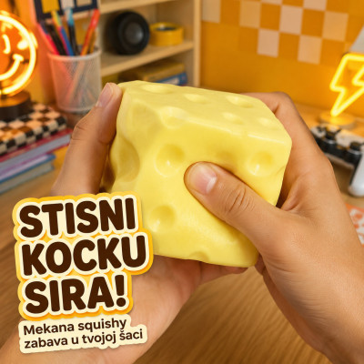 Squishy igračka u obliku sira za stiskanje – 7 cm