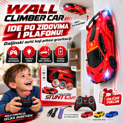 Wall Climber Car – Auto na daljinski koji ide po zidovima, plafonu i podu
