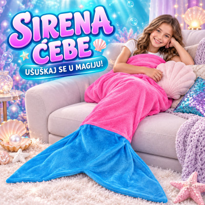 Mermaid Blanket - Plišano Sirena ćebe roze-plavo