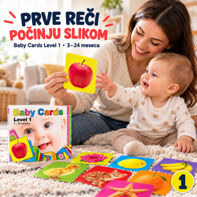 Baby Cards Level 1 – realistične kartice za prepoznavanje predmeta (3–24 meseca)