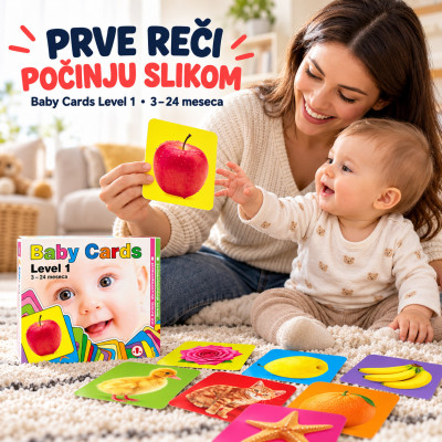 Baby Cards Level 2 – edukativne kartice sa prvim pojmovima (3–24 meseca)