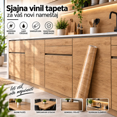 Sjajna vinil tapeta za nameštaj -  Drvo dezen 2m rolna