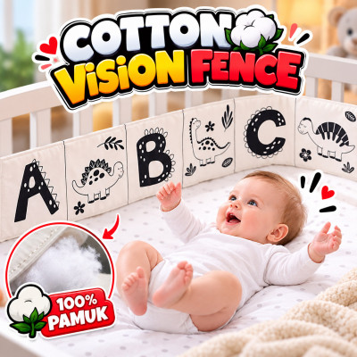 Cotton Vision Fence - Pamučna crno-bela ogradica za bebinu kolevku