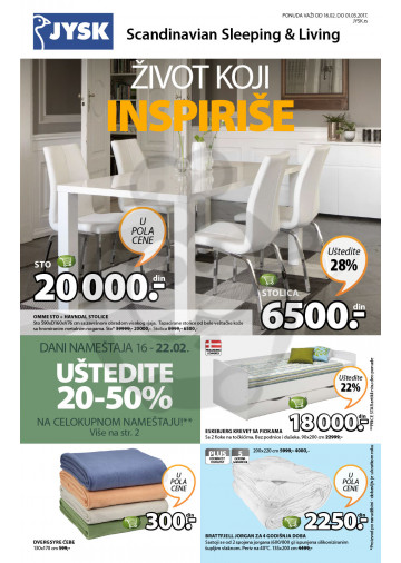 Jysk Katalog Akcija Sve Za Kucu 16 02 01 03 2017 Kuda U Kupovinu