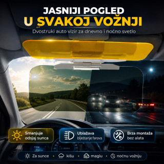 Dvostruki auto vizir za dnevno i noćno svetlo