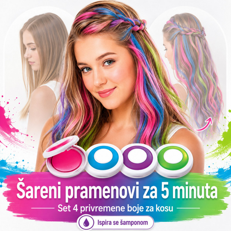 Magične boje za kosu – set 4 privremene boje