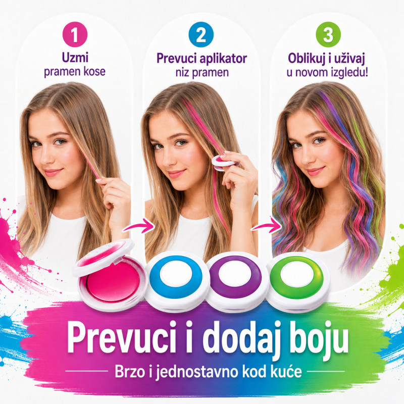 Magične boje za kosu – set 4 privremene boje