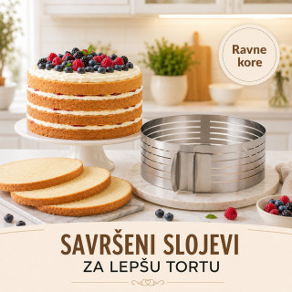 Inox kalup za torte i patišpanj sa prorezima za sečenje kora