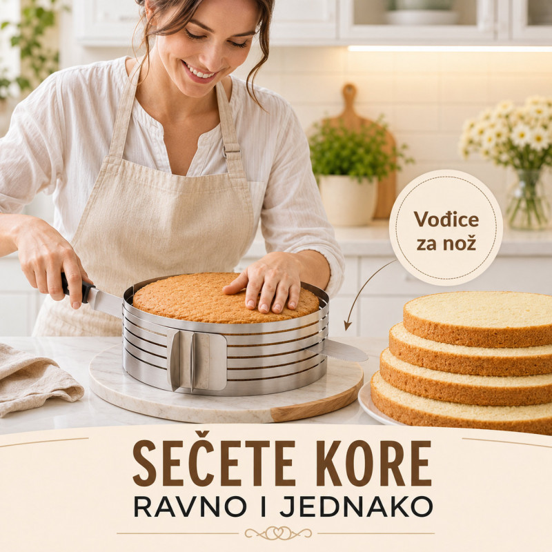 Inox kalup za torte i patišpanj sa prorezima za sečenje kora