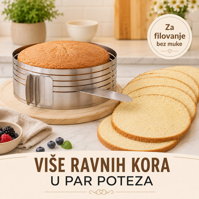 Inox kalup za torte i patišpanj sa prorezima za sečenje kora