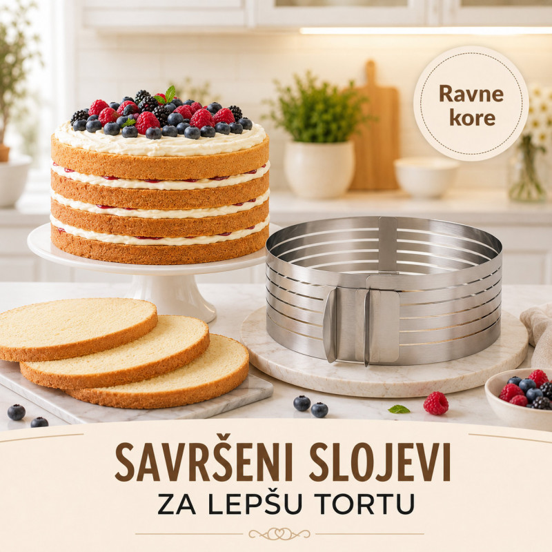 Inox kalup za torte i patišpanj sa prorezima za sečenje kora