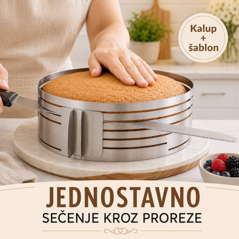 Inox kalup za torte i patišpanj sa prorezima za sečenje kora