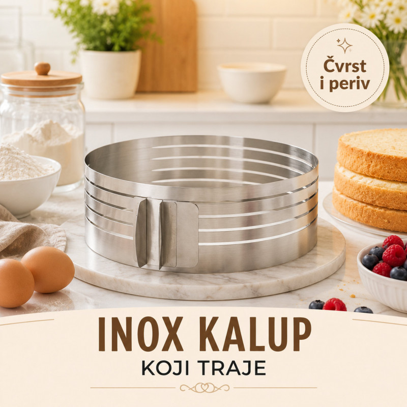 Inox kalup za torte i patišpanj sa prorezima za sečenje kora