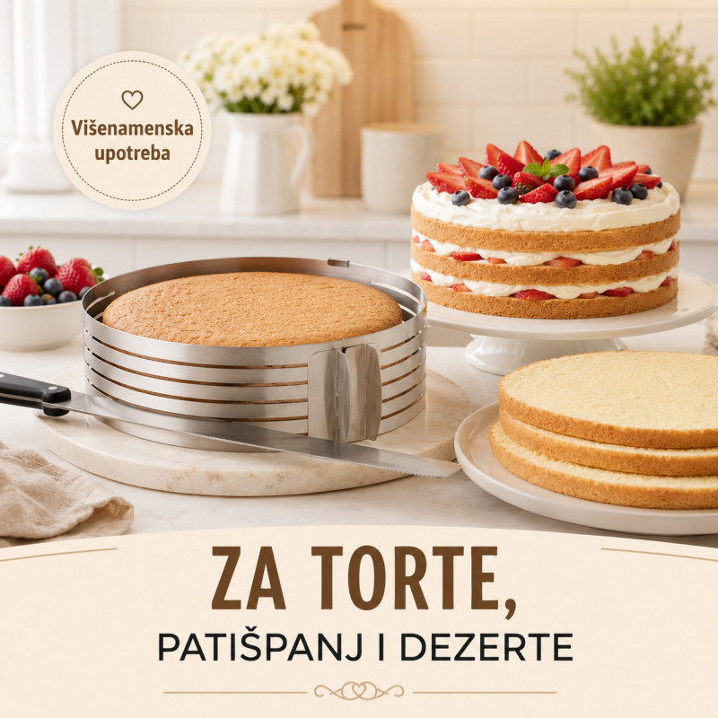 Inox kalup za torte i patišpanj sa prorezima za sečenje kora