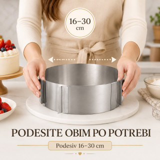 Okrugli podesivi kalup od inox-a za spremanje poslastica i jela