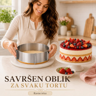 Okrugli podesivi kalup od inox-a za spremanje poslastica i jela