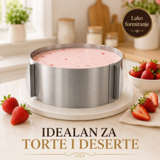 Okrugli podesivi kalup od inox-a za spremanje poslastica i jela