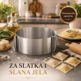 Okrugli podesivi kalup od inox-a za spremanje poslastica i jela