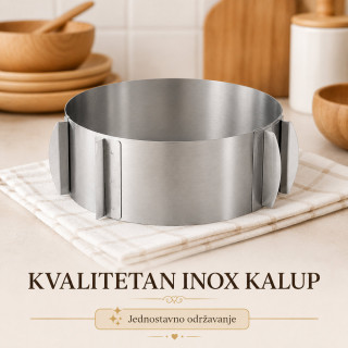 Okrugli podesivi kalup od inox-a za spremanje poslastica i jela