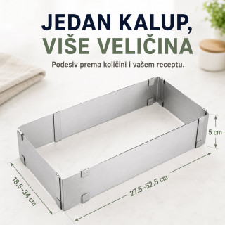 Pravougaoni podesivi kalup od inox-a za spremanje poslastica i jela