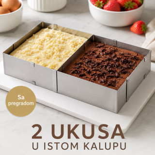 Pravougaoni podesivi kalup od inox-a za spremanje poslastica i jela