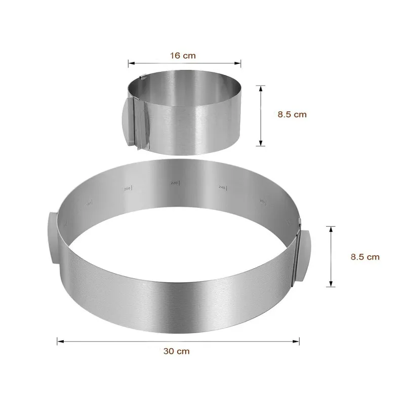 Okrugli podesivi kalup od inox-a za spremanje poslastica i jela
